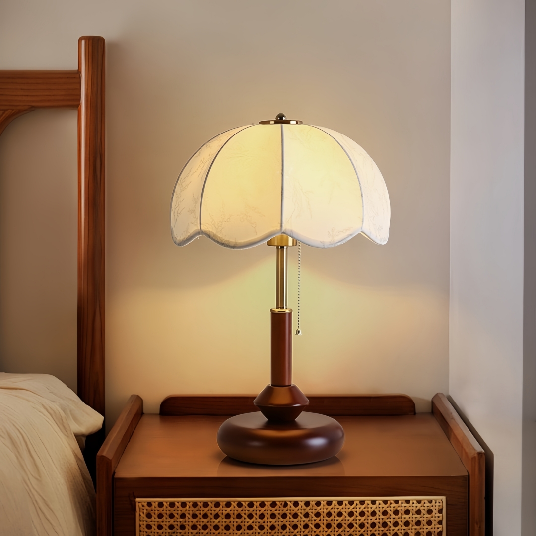 Home Textiles & Decorations - 빈티지 스캘럽 돔 테이블 램프, 침실