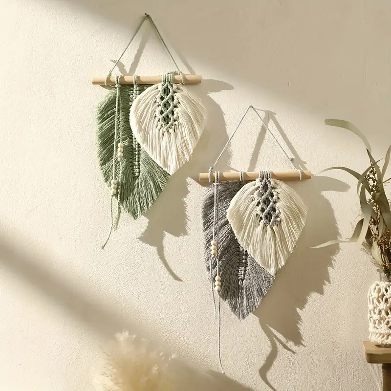 Home Textiles Discount - 수제 Macrame 잎 벽 교수형, Boho