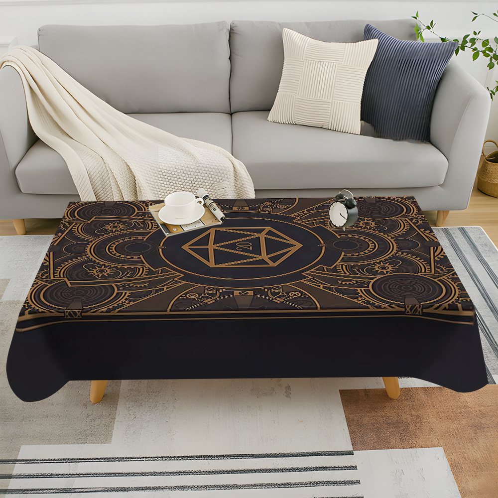 Home Textiles & Decorations - 스팀펑크 블랙 골든 기어 패턴 테이블보