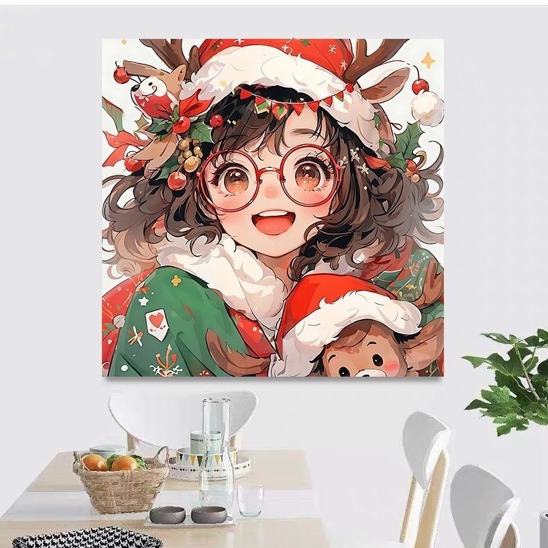크리스마스 소녀 자수 DIY 인쇄 키트, 크로스 스티치 - Home Textiles Discount 리뷰 및 가격