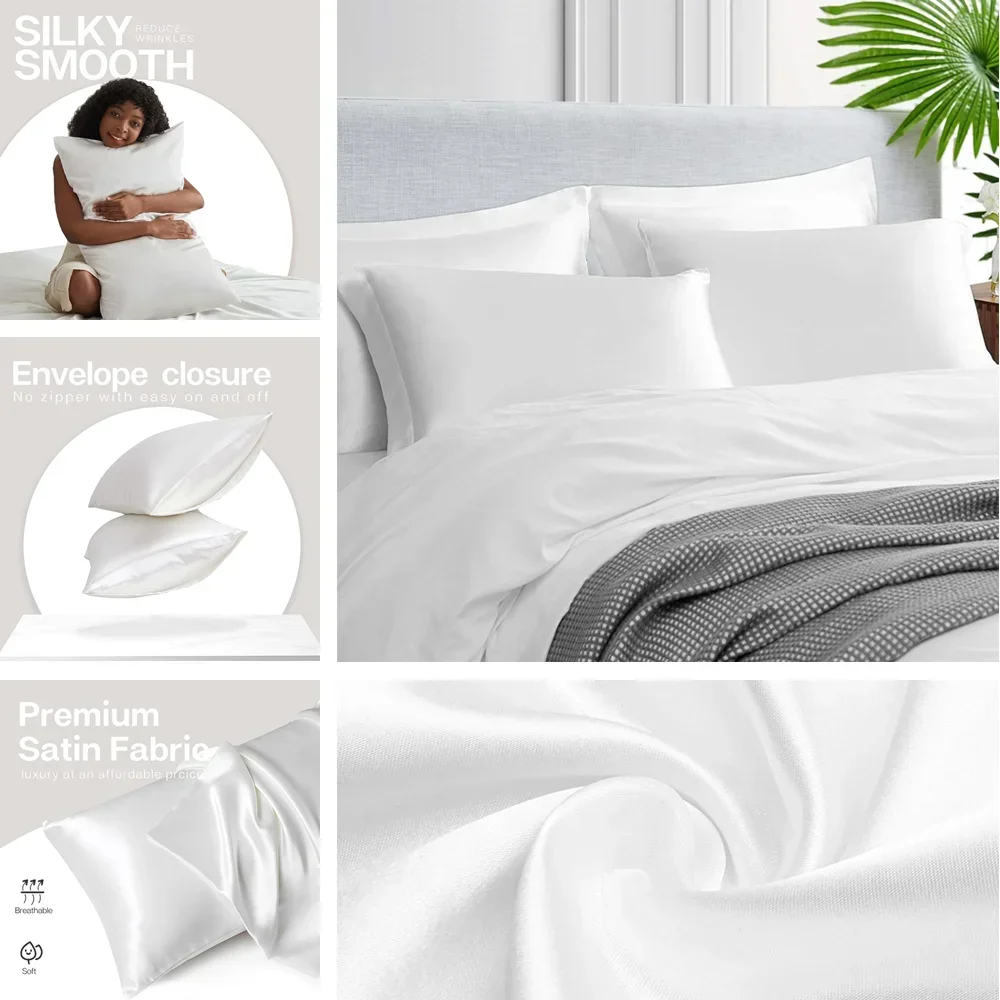 모발 및 피부용 새틴 베개 케이스, 실크 베개 케이스와 - Home Textiles Super Soft 리뷰 및 가격