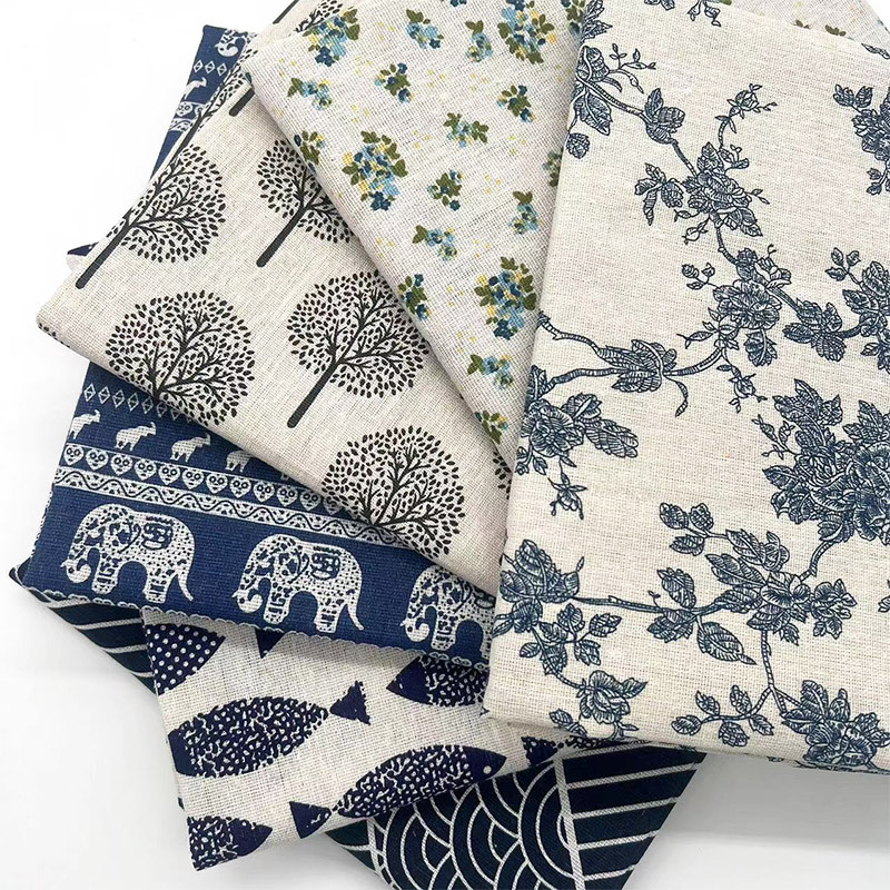빈티지 블루 플로럴 코튼 린넨 원단, 식탁보 소파 커버 - Home Textiles Discount 리뷰 및 가격