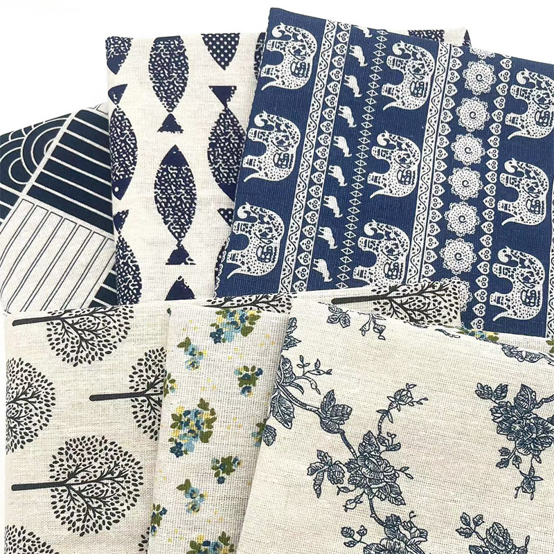빈티지 블루 플로럴 코튼 린넨 원단, 식탁보 소파 커버 - Home Textiles Discount 리뷰 및 가격