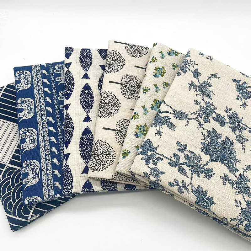 빈티지 블루 플로럴 코튼 린넨 원단, 식탁보 소파 커버 - Home Textiles Discount 리뷰 및 가격