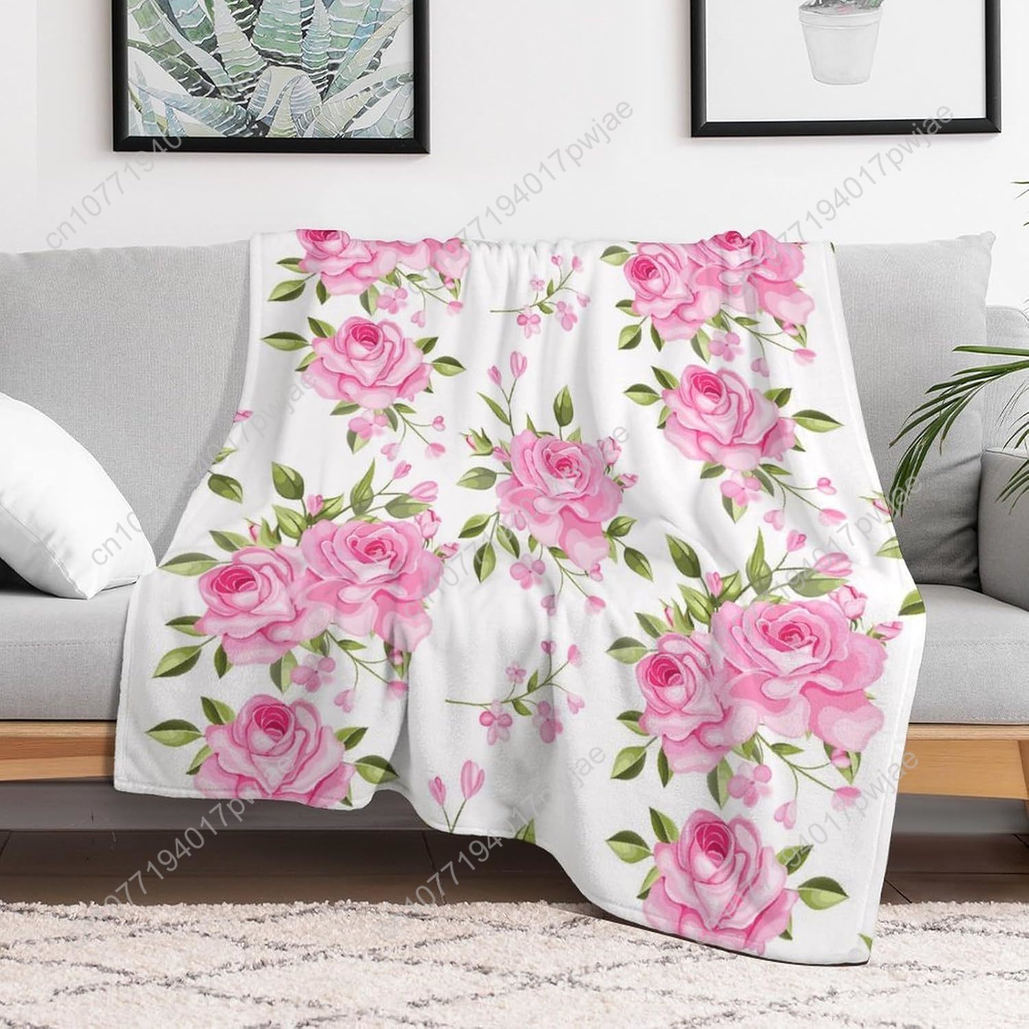 핑크 꽃무늬 담요 플로럴 데코 선물 여성 남성용 슈퍼  - Home Textiles & Decorations 리뷰 및 가격
