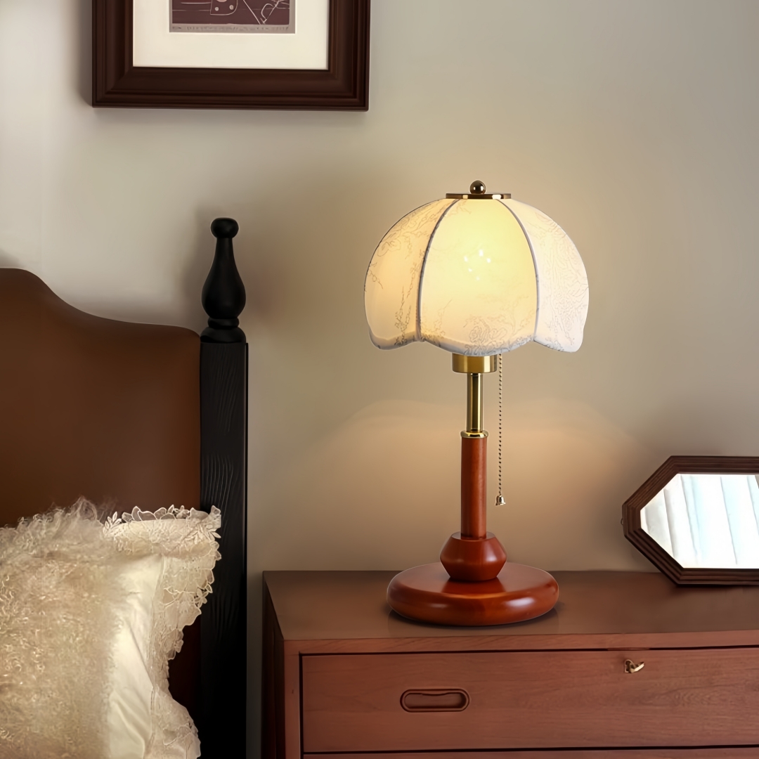 빈티지 스캘럽 돔 테이블 램프, 침실 협탁, 서재, 현 - Home Textiles & Decorations 리뷰 및 가격