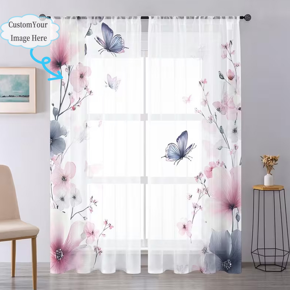 맞춤형 2D 플랫 2피스 시어 커튼, 원하는 디자인/이 - Home Textiles & Decorations 리뷰 및 가격