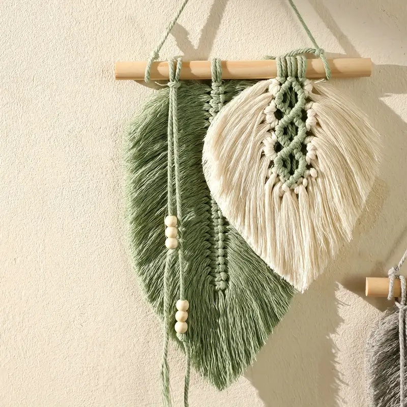 수제 Macrame 잎 벽 교수형, Boho 짠 잎 태 - Home Textiles Discount 리뷰 및 가격