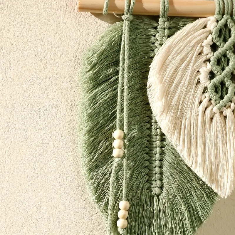 수제 Macrame 잎 벽 교수형, Boho 짠 잎 태 - Home Textiles Discount 리뷰 및 가격