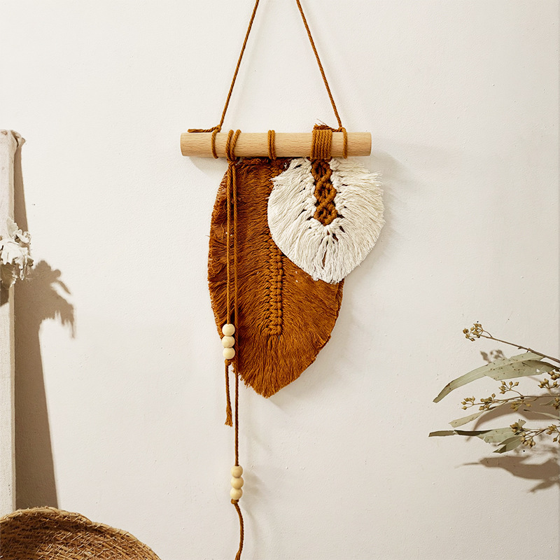 수제 Macrame 잎 벽 교수형, Boho 짠 잎 태 - Home Textiles Discount 리뷰 및 가격