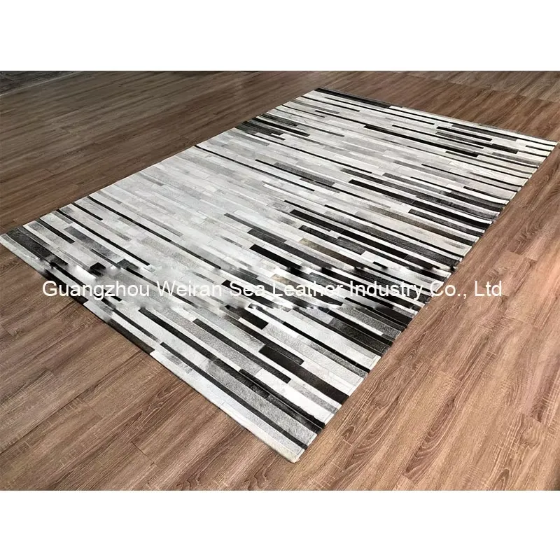 수입 그레이 스트라이프 소가죽 퍼 패치워크 카펫 (가정 - Home Textiles Importers In Usa 리뷰 및 가격