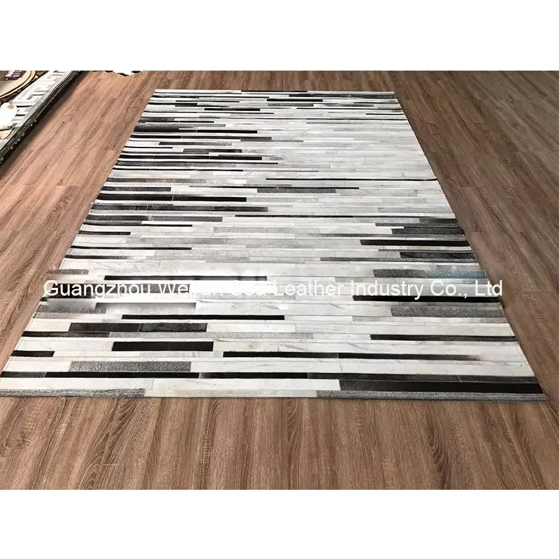 수입 그레이 스트라이프 소가죽 퍼 패치워크 카펫 (가정 - Home Textiles Importers In Usa 리뷰 및 가격