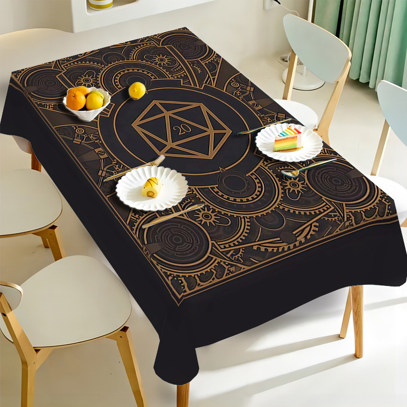 스팀펑크 블랙 골든 기어 패턴 테이블보 - 식당, 파티 - Home Textiles & Decorations 리뷰 및 가격