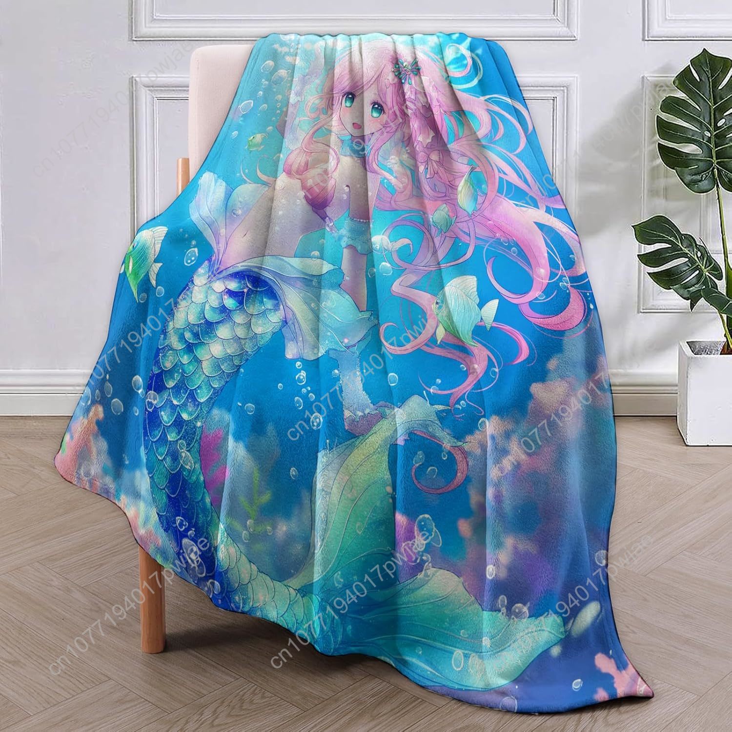 귀여운 인어 담요 만화 플란넬 담요 부드럽고 따뜻한 가 - Home Textiles & Decorations 리뷰 및 가격