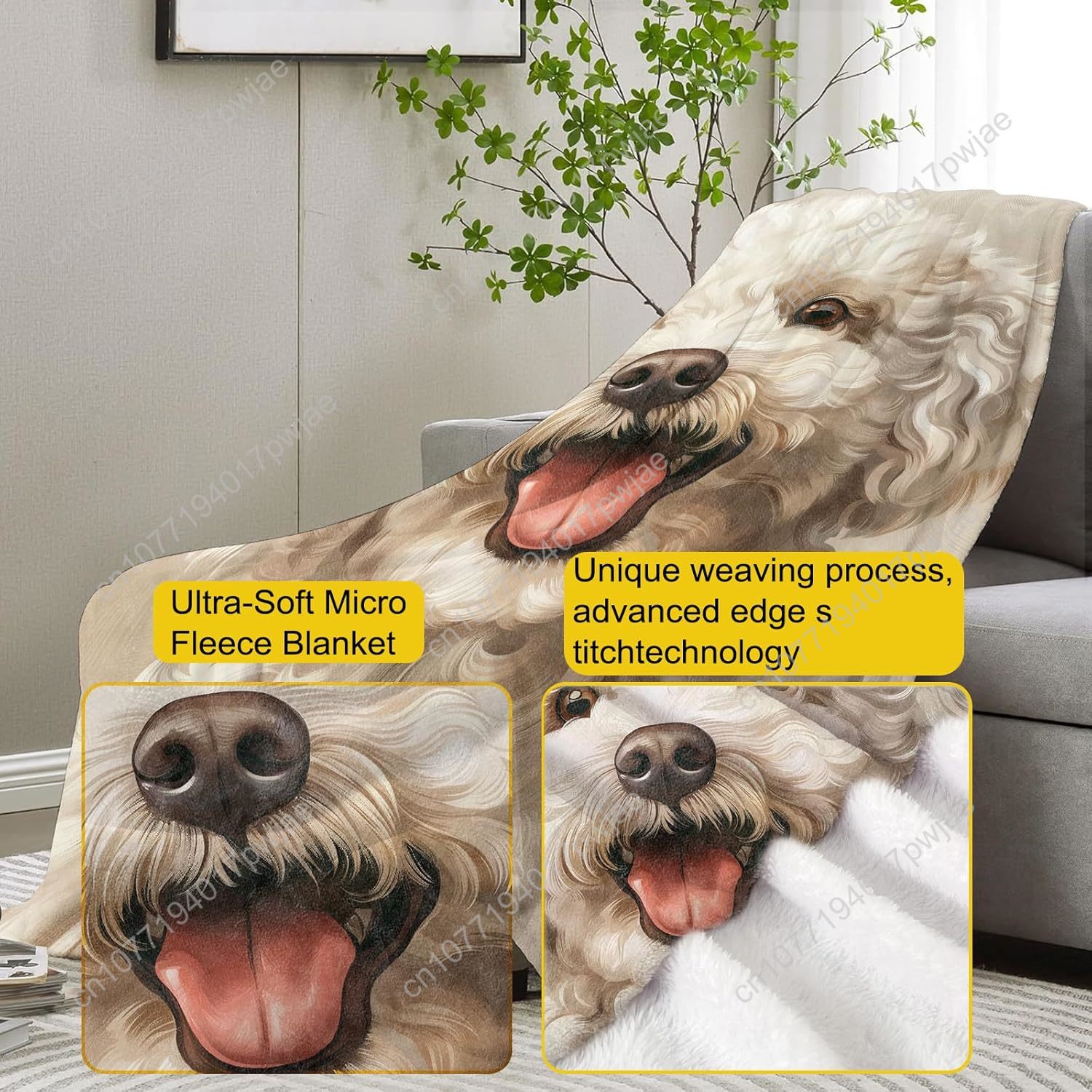 즐거운 푸들 초상화 담요 현실적인 강아지 디자인 부드러 - Home Textiles & Decorations 리뷰 및 가격