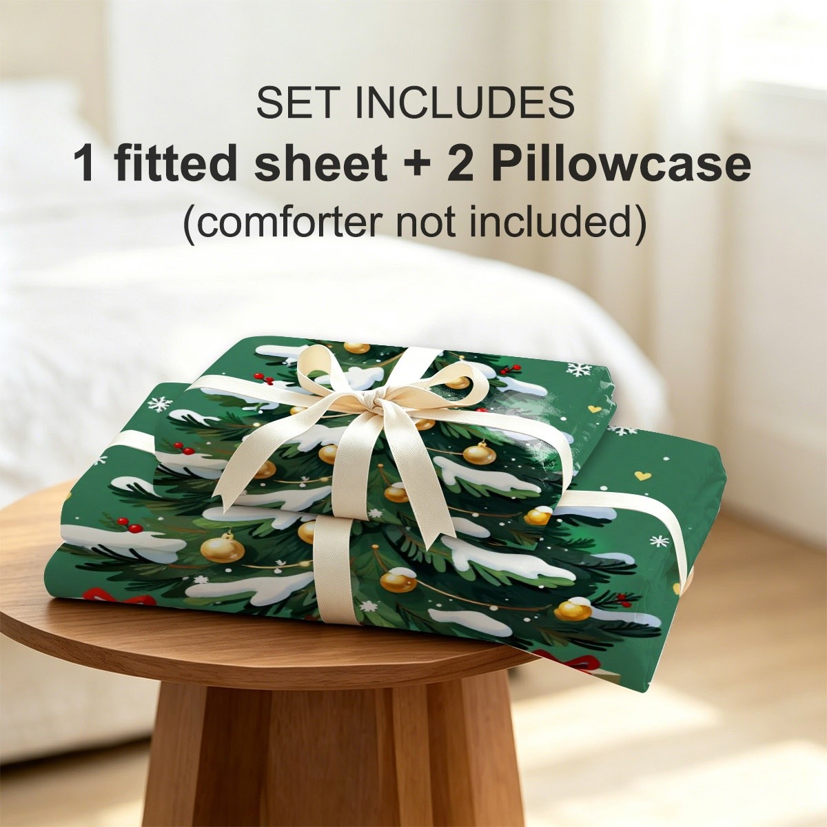 홀리데이 스노우 시네 크리스마스 트리 골든 크리스마스  - Fitted Sheet Deep 리뷰 및 가격
