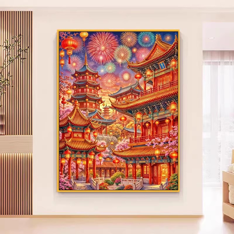 9ct 100x75cm 새해 자수 DIY 프린트 키트  - Home Textiles Discount 리뷰 및 가격